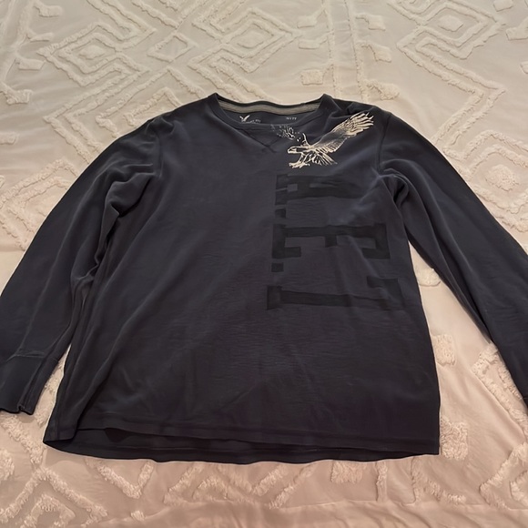 American Eagle, blue shirt-sweater, large - Picture 2 of 2